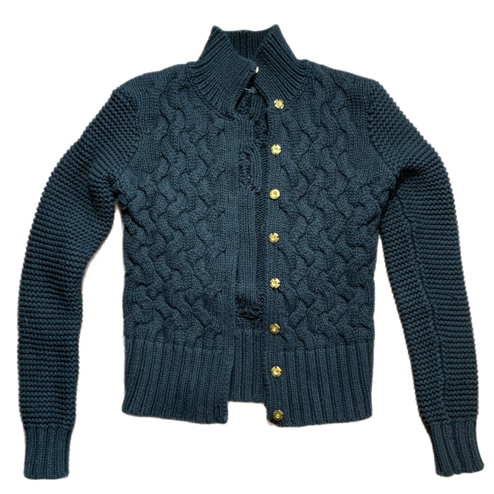 Ted Baker Cable-Knit Zip Cardigan With Gold Buttons